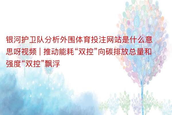银河护卫队分析外围体育投注网站是什么意思呀视频 | 推动能耗“双控”向碳排放总量和强度“双控”飘浮