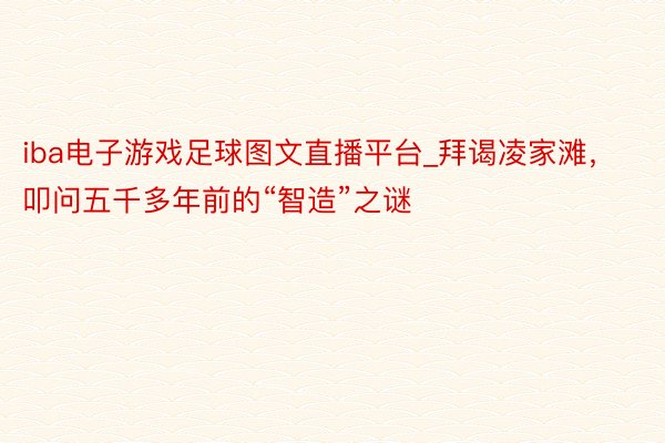 iba电子游戏足球图文直播平台_拜谒凌家滩，叩问五千多年前的“智造”之谜