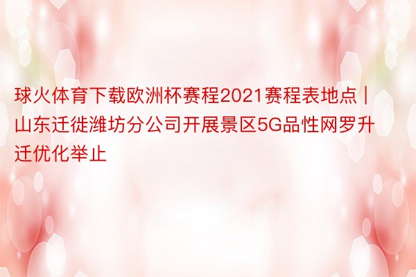 球火体育下载欧洲杯赛程2021赛程表地点 | 山东迁徙潍坊分公司开展景区5G品性网罗升迁优化举止