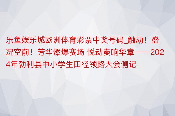 乐鱼娱乐城欧洲体育彩票中奖号码_触动！盛况空前！芳华燃爆赛场 悦动奏响华章——2024年勃利县中小学生田径领路大会侧记