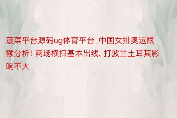菠菜平台源码ug体育平台_中国女排奥运限额分析! 两场横扫基本出线, 打波兰土耳其影响不大